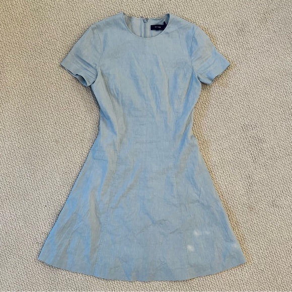 Theory | Dresses | Theory Modern Seamed Concord Organic Crunch Linen Blend  Shift Dress In Baby Blue | Poshmark